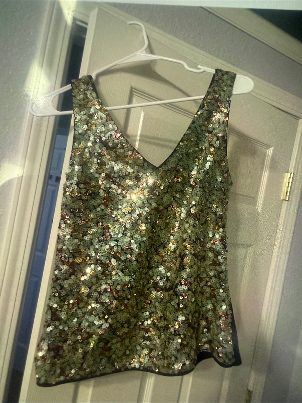RACHEL Rachel Roy Olive Green Sequin V‑Neck Mini Dress